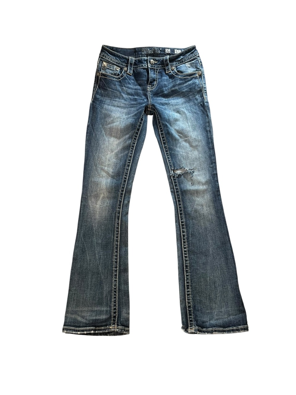 Women's Vintage Miss Me Size 26 Bootcut Jeans With Unique Back Pockets